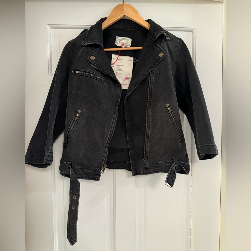 Current Elliot Moto Denim crop jacket